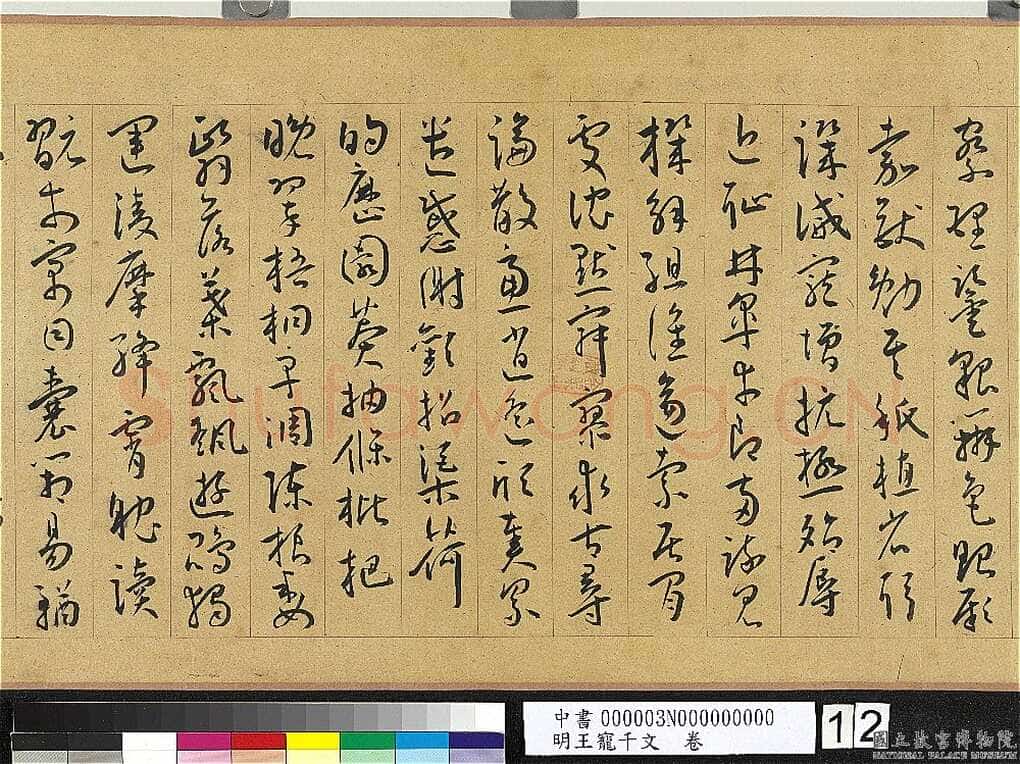 王宠《千字文卷》纸本 行书 27.8×460.6cm 嘉靖六年(1527)台北故宫博