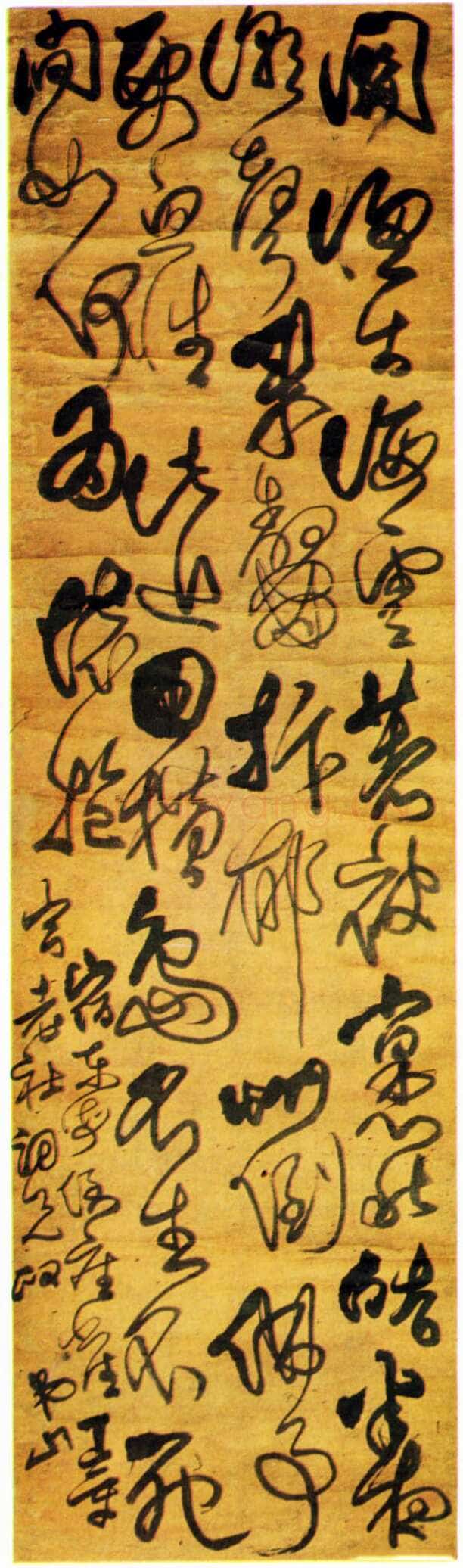 傅山《东海倒座崖诗》轴 绫本 180×62cm 山西晋祠博物馆藏