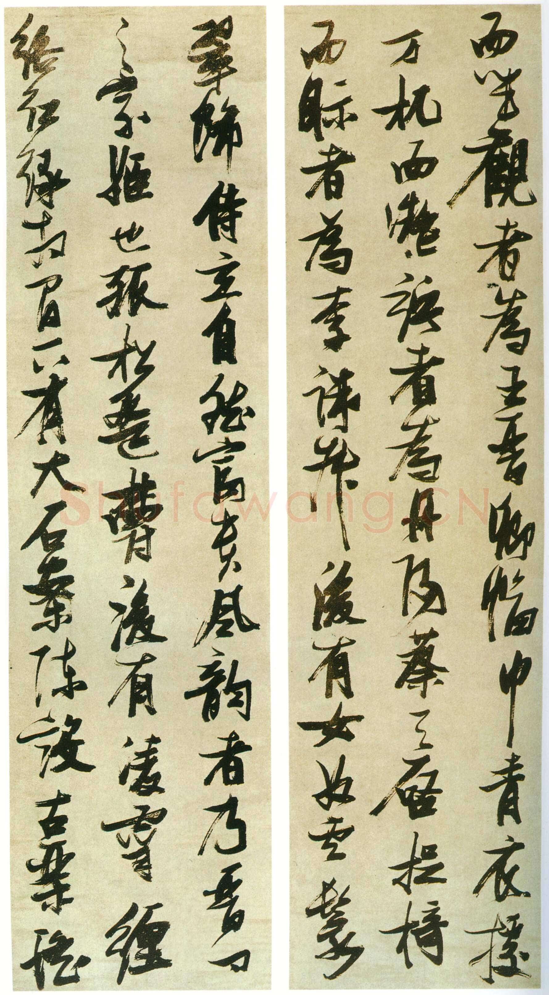 张瑞图《书米芾西园雅集图记十二条屏》绢本行书 207×54.6cm×12条 年代不详 日本东京国立博物馆藏