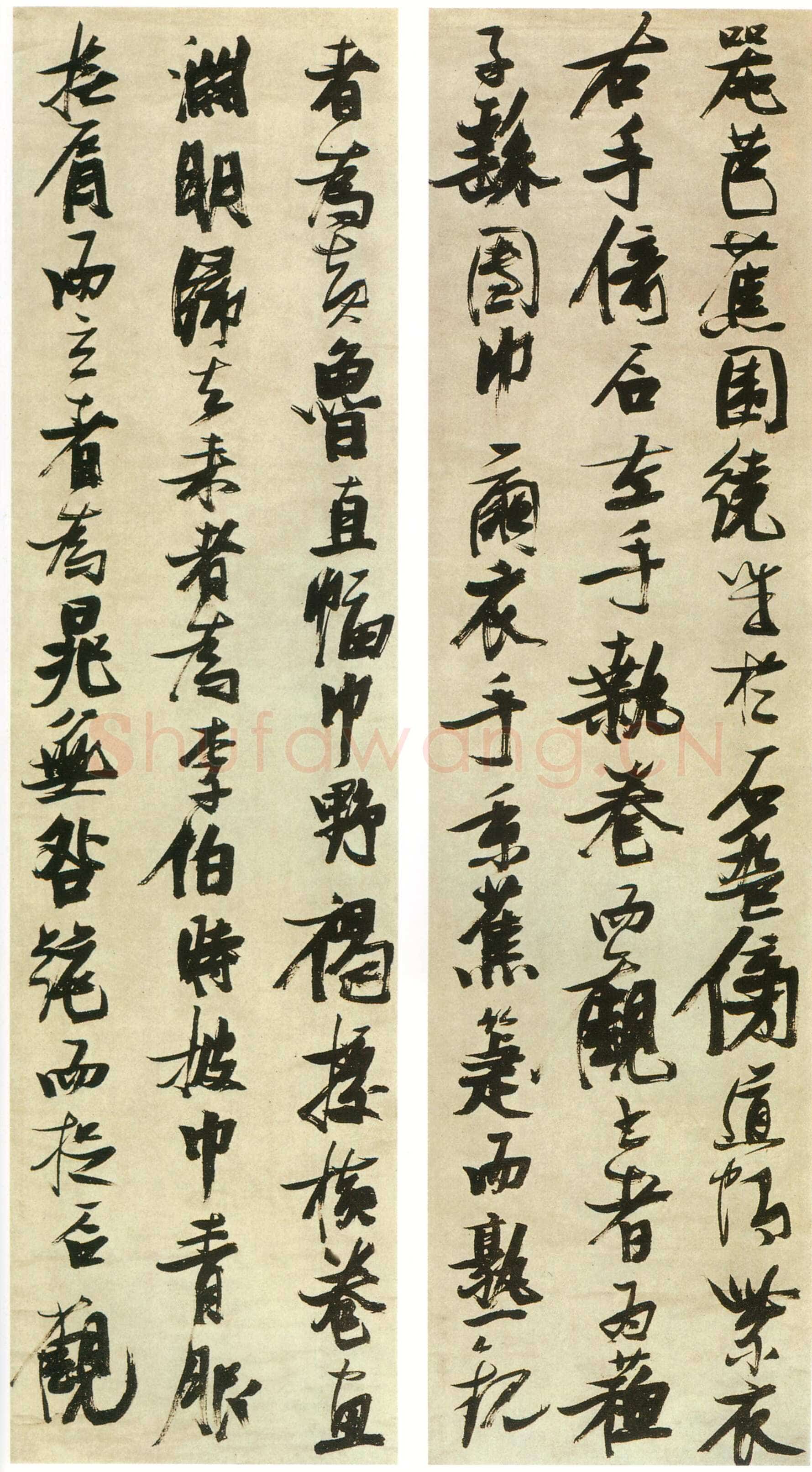 张瑞图《书米芾西园雅集图记十二条屏》绢本行书 207×54.6cm×12条 年代不详 日本东京国立博物馆藏