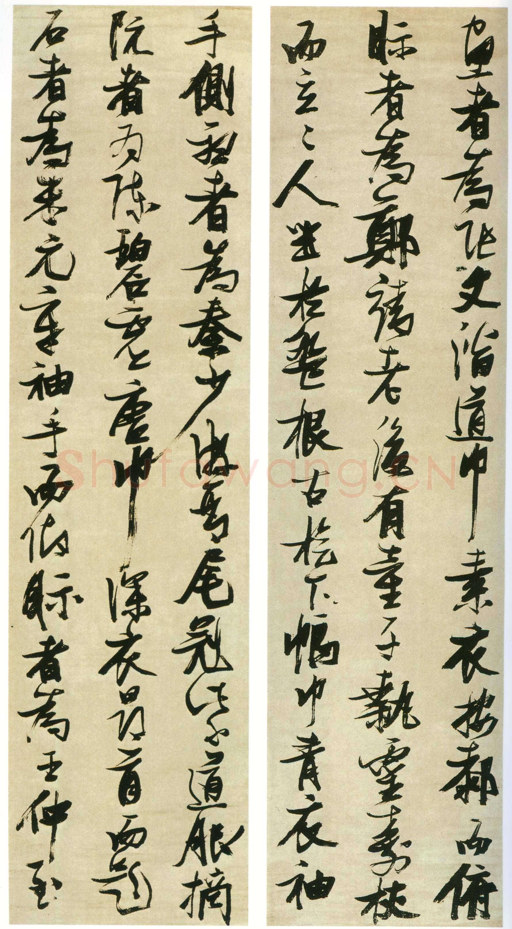 张瑞图《书米芾西园雅集图记十二条屏》绢本行书 207×54.6cm×12条 年代不详 日本东京国立博物馆藏