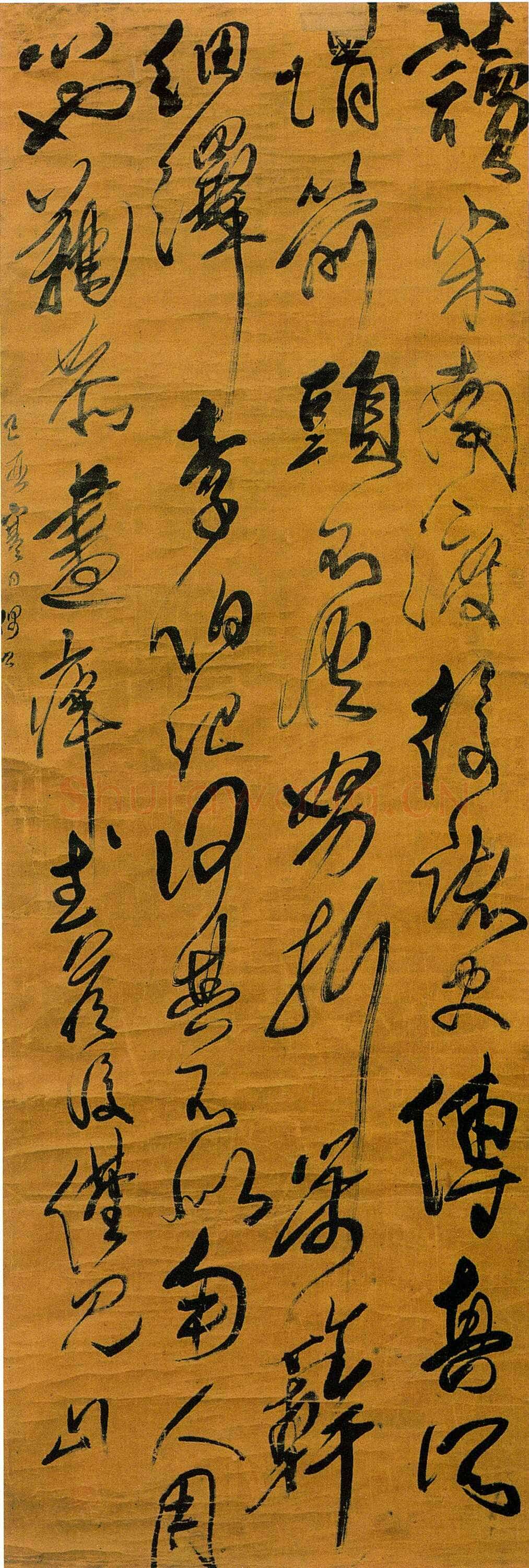 傅山《读南宋渡后诸史传》轴 绫本 149×50cm 山西博物馆藏