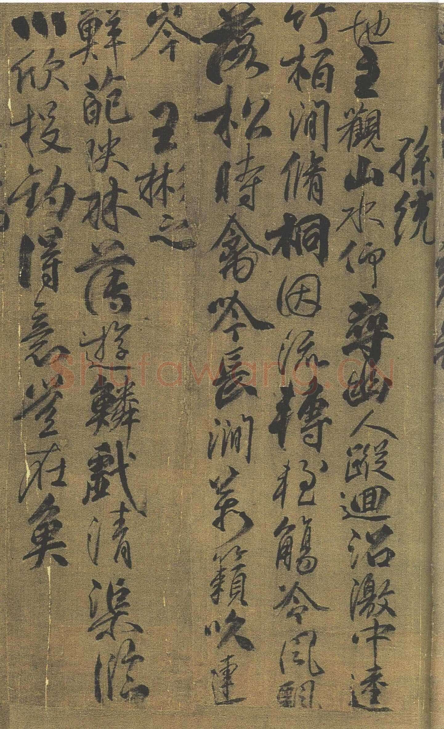 柳公权《兰亭诗》卷(传),绢本,行书,26.5×365.3cm。北京故宫博物院藏