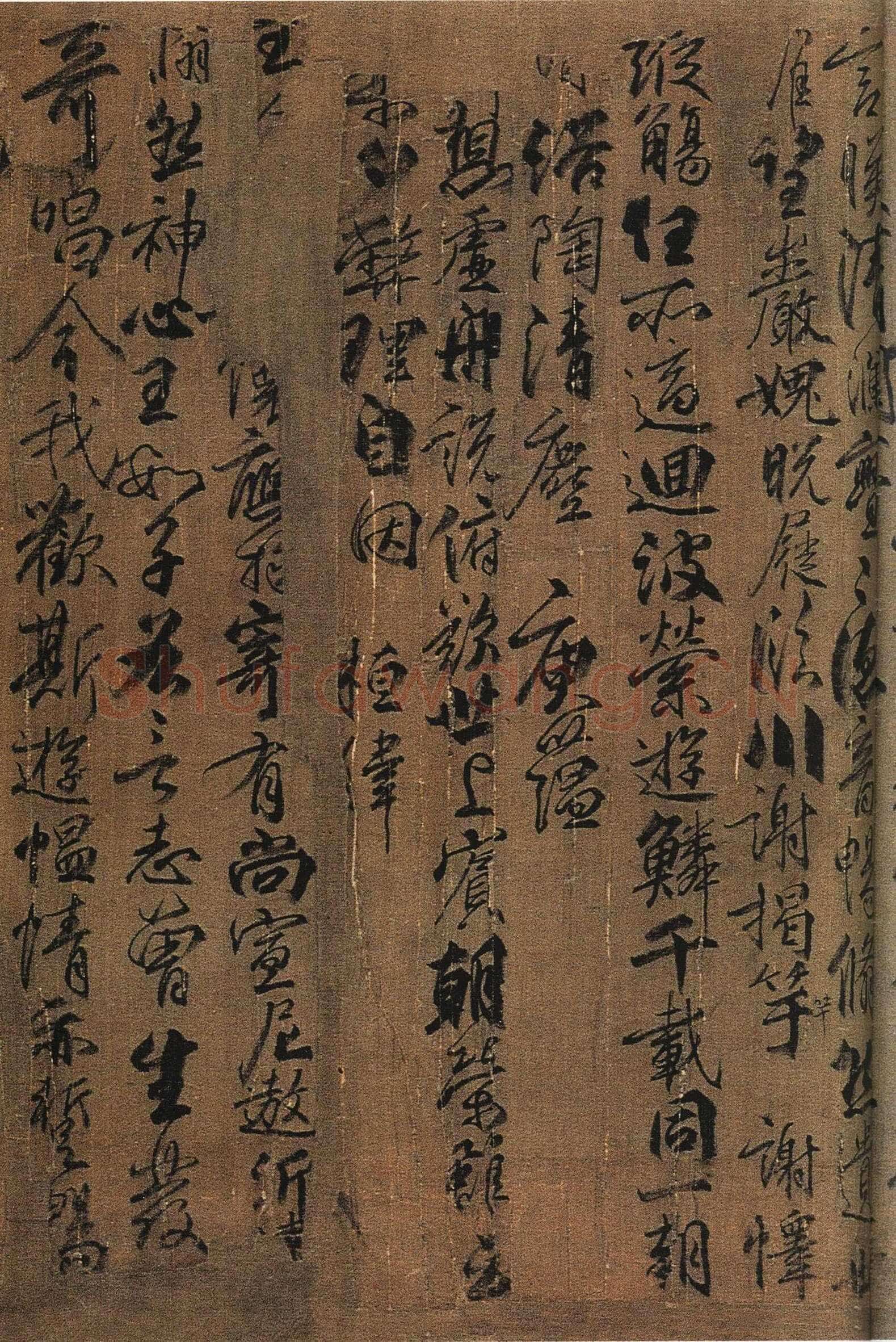 柳公权《兰亭诗》卷(传),绢本,行书,26.5×365.3cm。北京故宫博物院藏