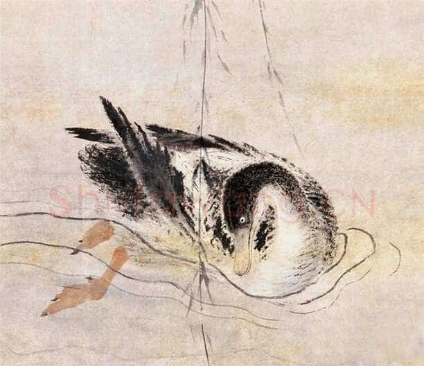 华喦《桃潭浴鸭图、楷书扇面》
