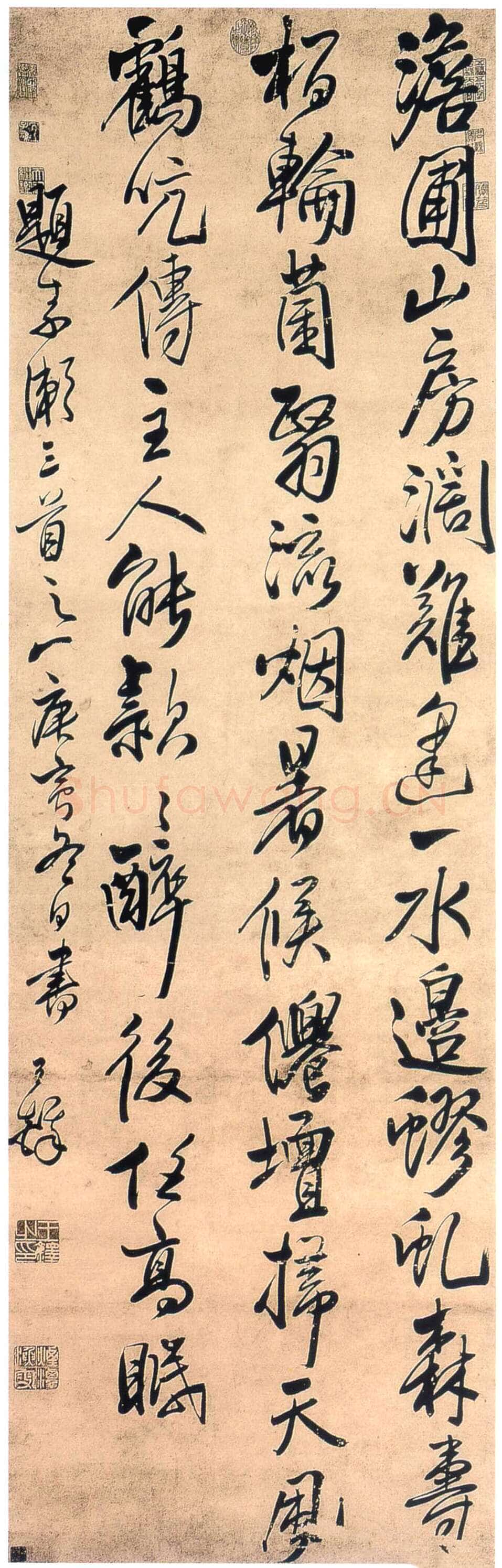 王铎《行书立轴》清顺治七年(庚寅1650)年 纸本 纵179cm 横56·5cm 首都博物馆藏
