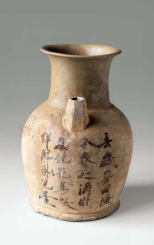 长沙窑诗文壶书法欣赏,摘自唐代长沙窑诗文壶