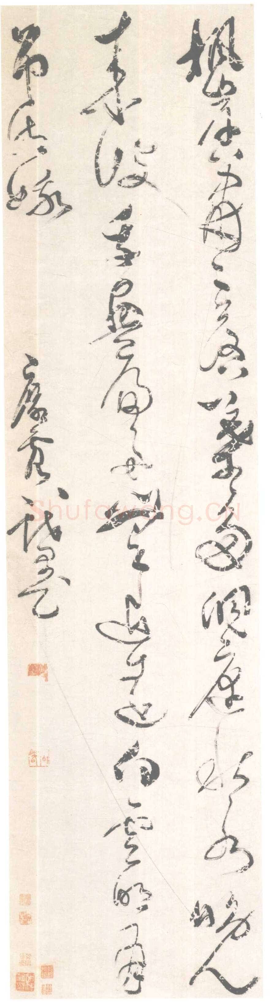 邝露《草书贾至七绝诗轴》纸本草书 172×45cm 北京故宫博物院藏
