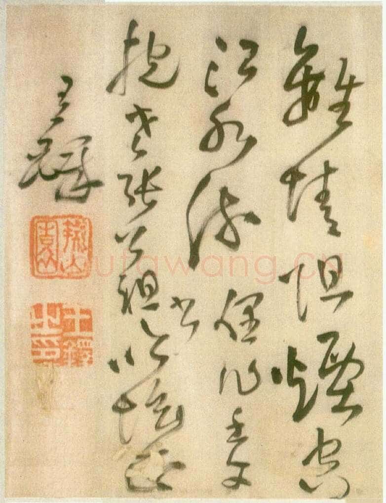 王铎《草书五言律诗四首》卷 崇祯十五年(壬午1642)绫本 纵31cm 横238cm 无锡市博物馆藏(周培源捐赠)