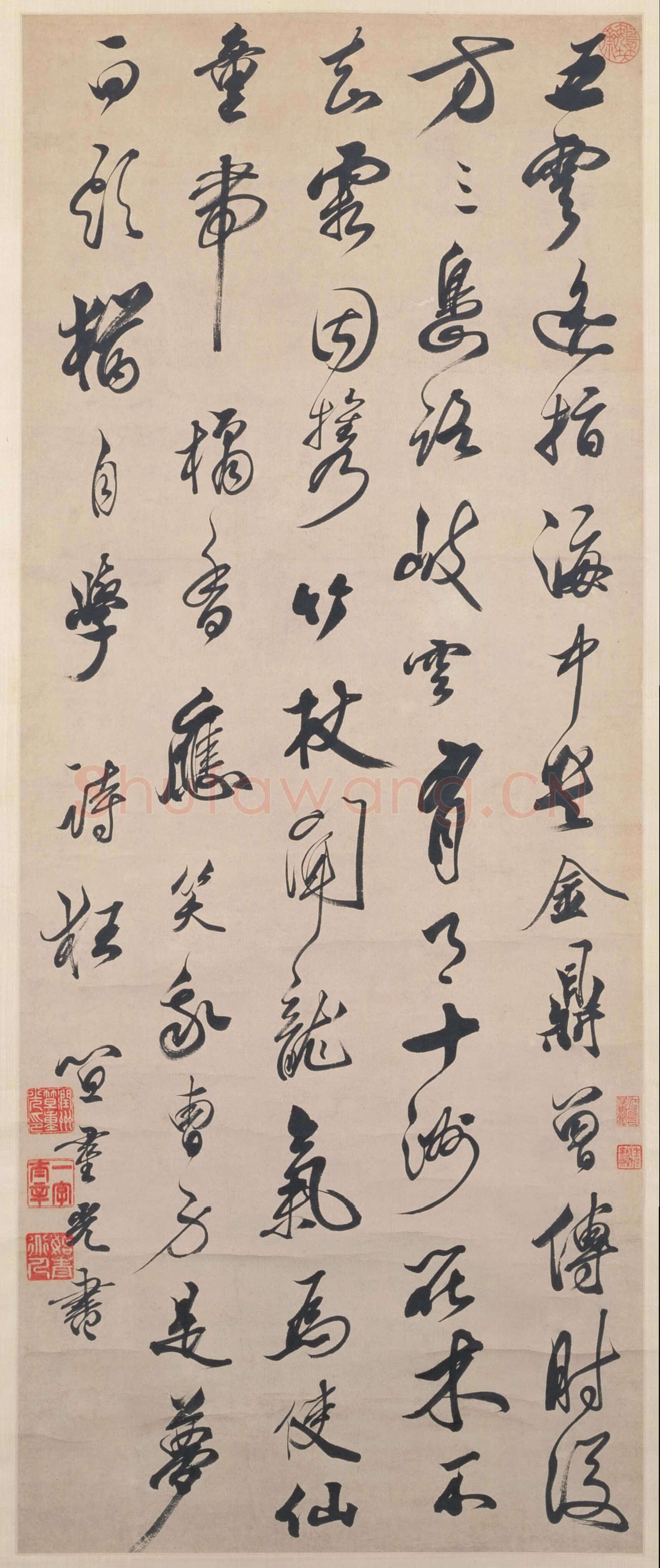 笪重光《行书韦庄王道者七律诗轴》北京故宫博物院藏