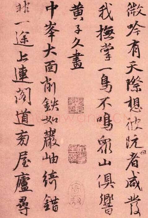 张雨《自书杂诗册》粉花笺 23.7×15.3cm 至正五年(1345)上海博物馆藏