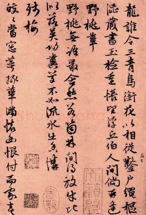张雨《自书杂诗册》粉花笺 23.7×15.3cm 至正五年(1345)上海博物馆藏