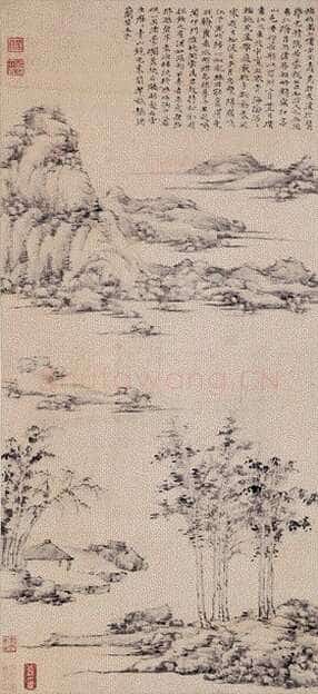 倪瓒《水竹居图轴》