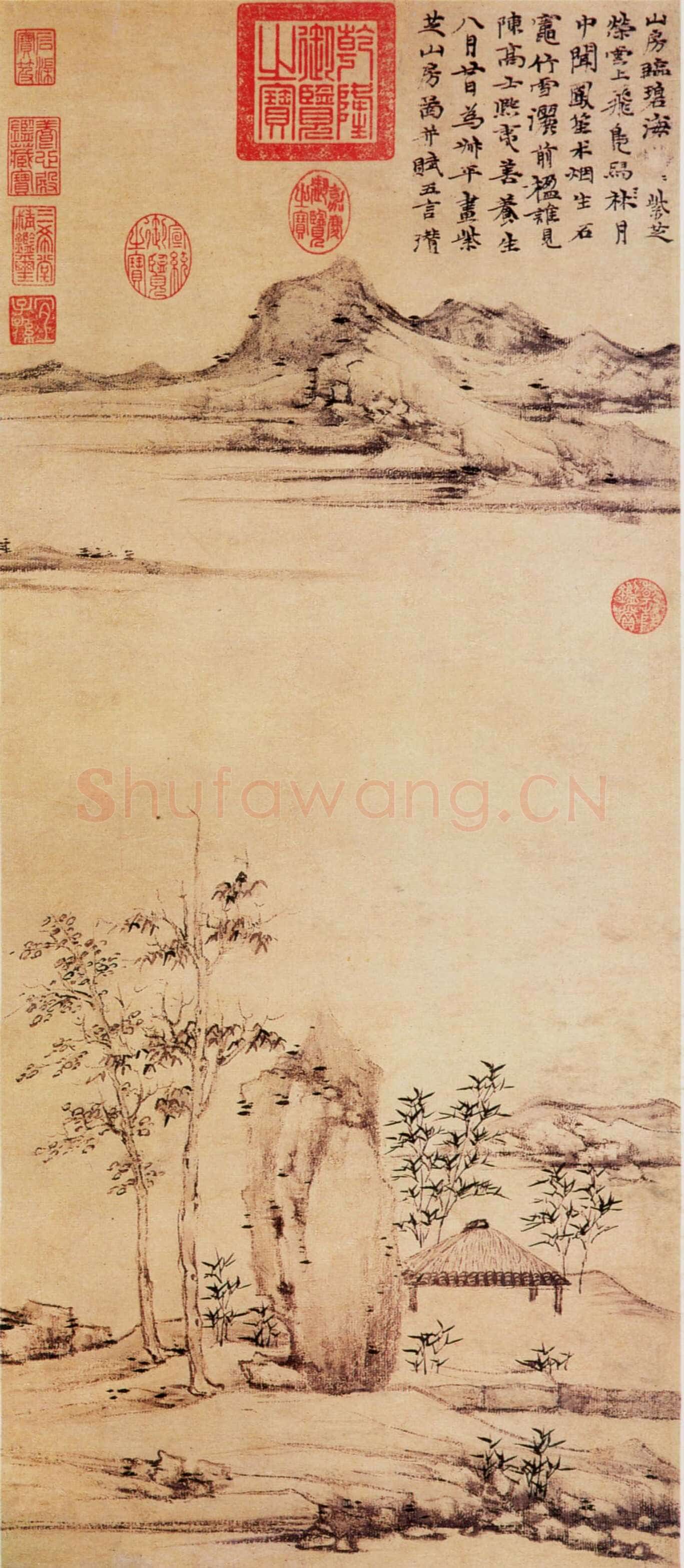 倪瓒《水竹居图轴》