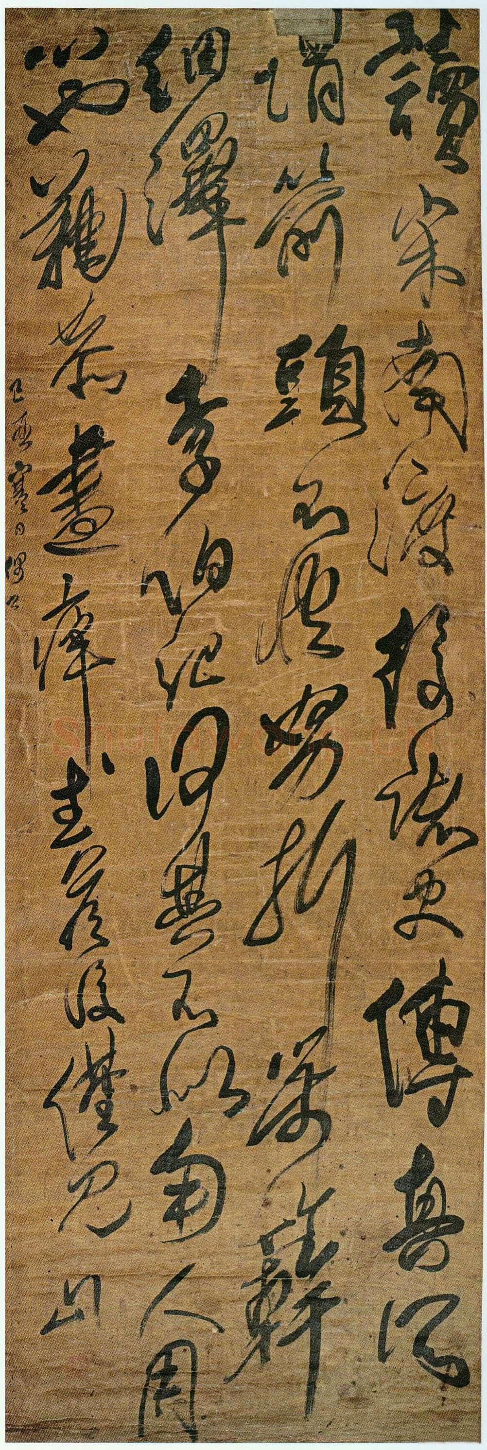 傅山 《行草书读宋南渡后诸史传》轴 绫本 149cm×50cm 康熙八年(1669己酉)山西省博物院藏
