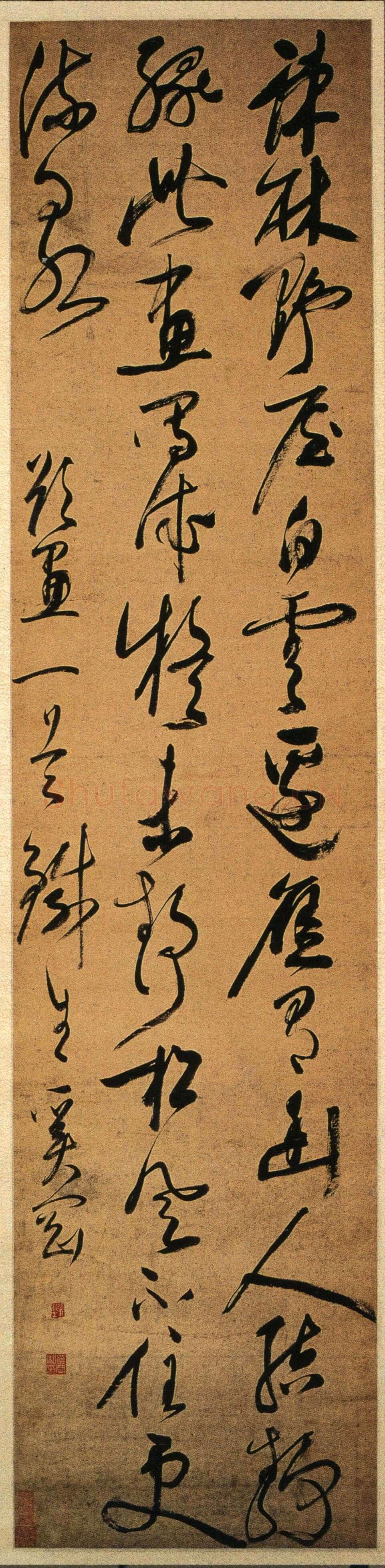 奚冈《草书题画一首轴》纸本草书 143.5×34cm 湖南省博物馆藏