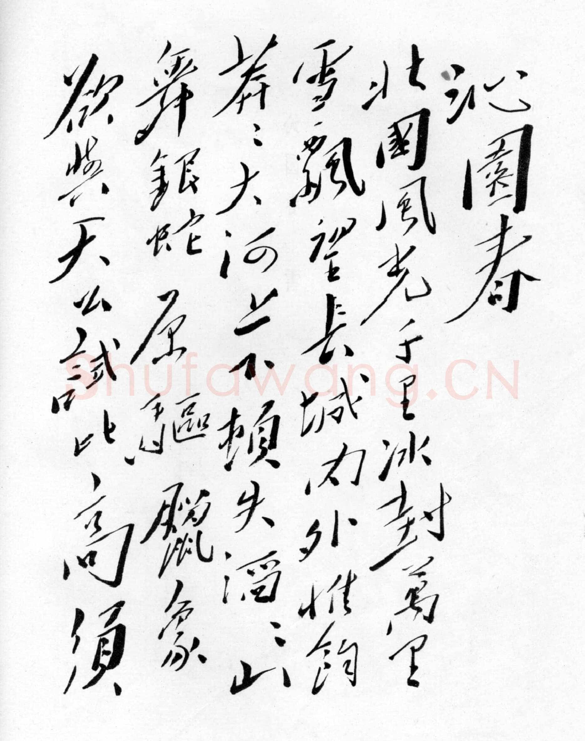 毛泽东 行书《沁园春·雪》