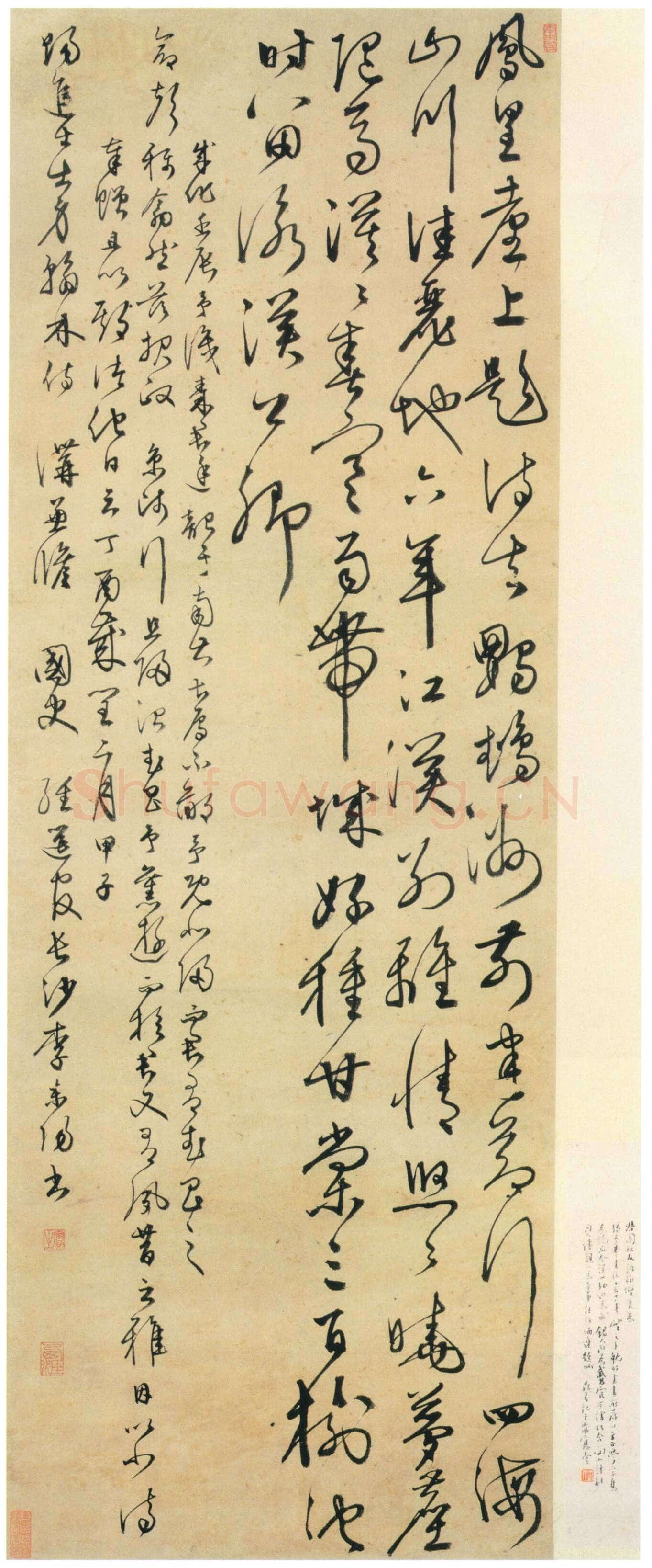 李东阳《草书赠廷韶诗轴》洒金笺草书 141.4×49.8cm 上海博物馆藏