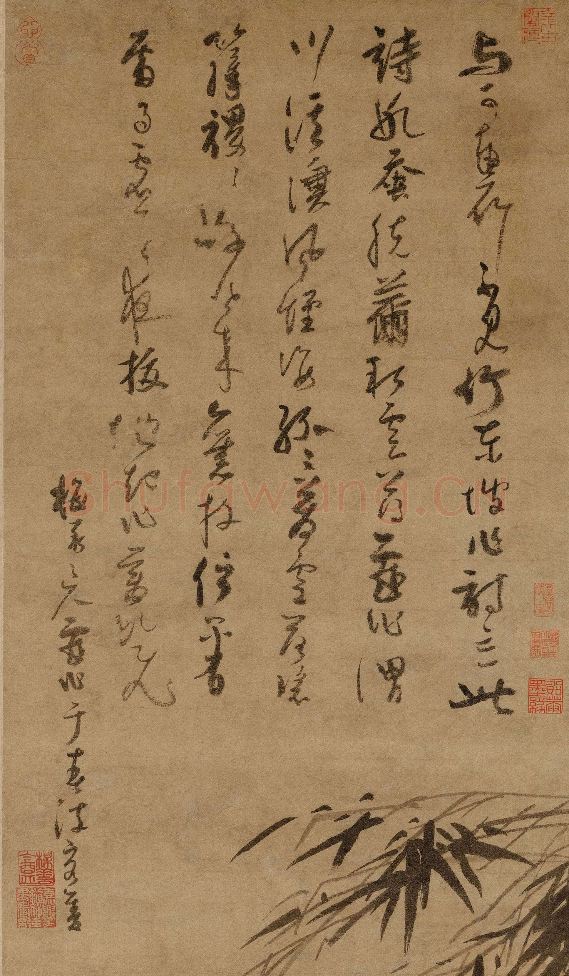 吴镇《墨竹坡石图轴》纸本 103.4×33cm 北京故宫博物院藏