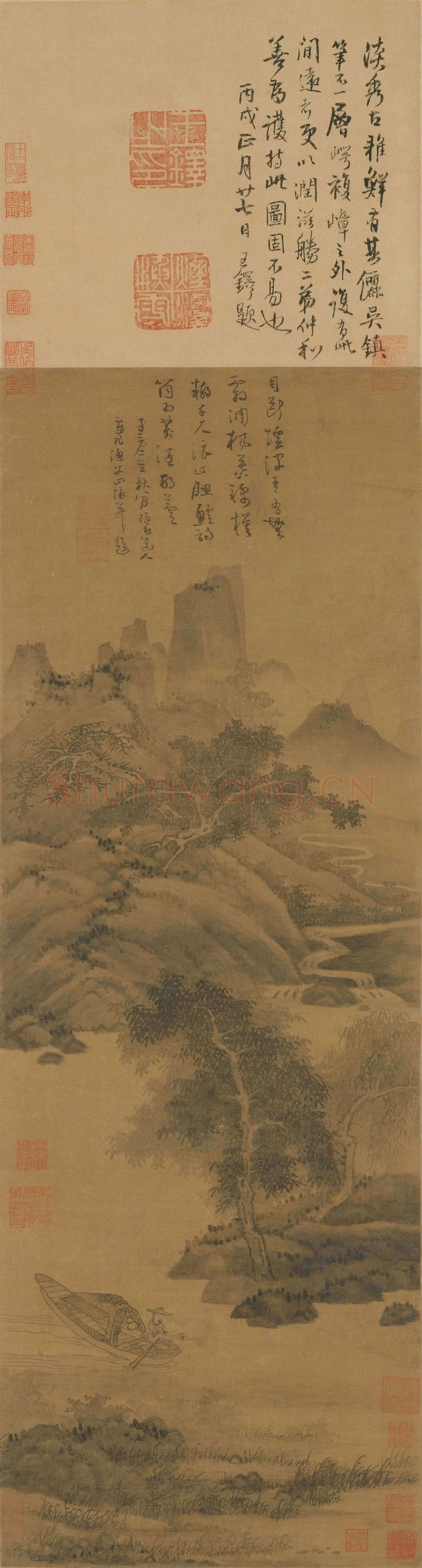 吴镇《渔父图轴》纸本 84.7×29.7cm 北京故宫博物院藏