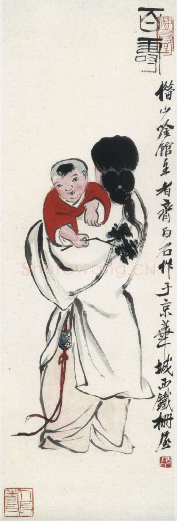 齐白石人物画题字