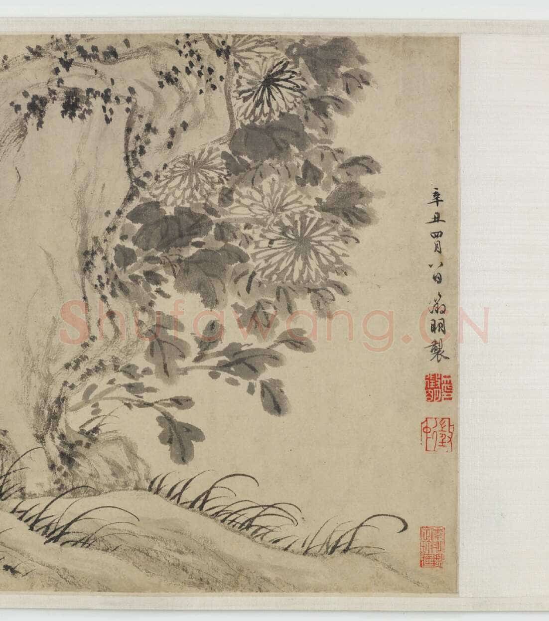 文徵明《归去来辞书画合卷》纸本行书 31.6×252.75cm(画心31.6×75.8cm)1539年 美国弗利尔美术馆藏