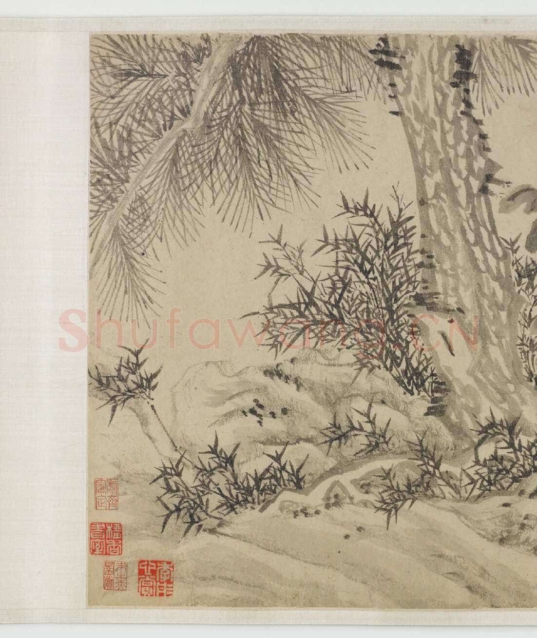 文徵明《归去来辞书画合卷》纸本行书 31.6×252.75cm(画心31.6×75.8cm)1539年 美国弗利尔美术馆藏