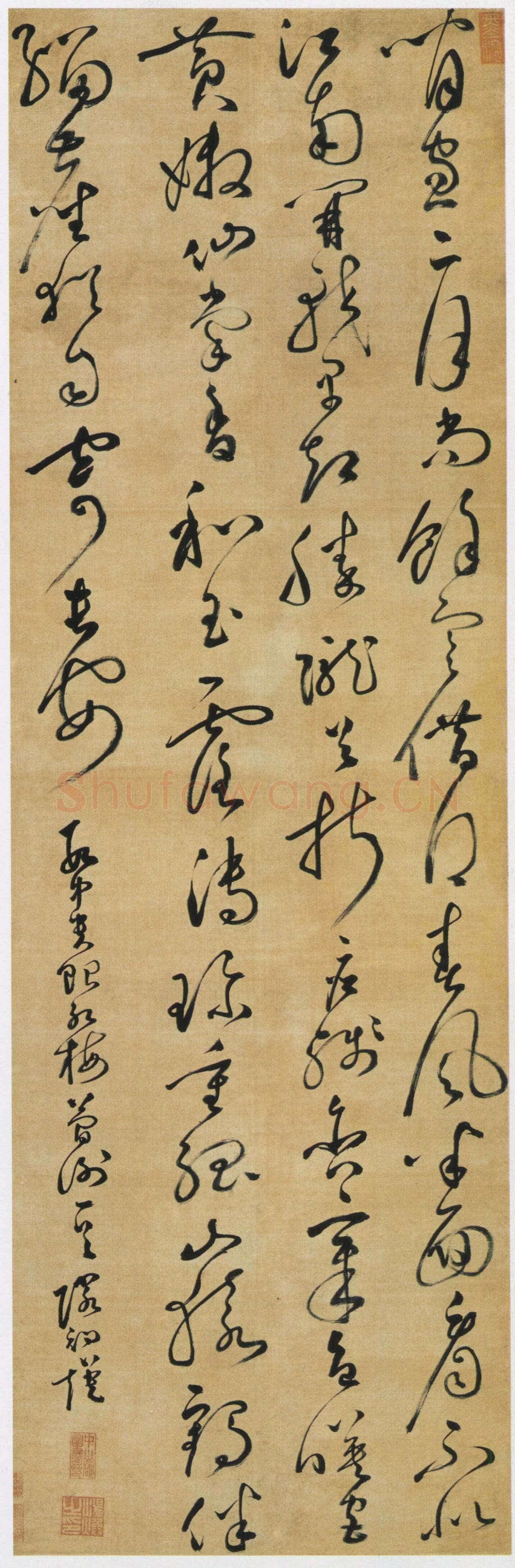 汤焕《草书段中贵贻红梅简谢诗轴》纸本草书 163.4×52.8cm 浙江省博物馆藏
