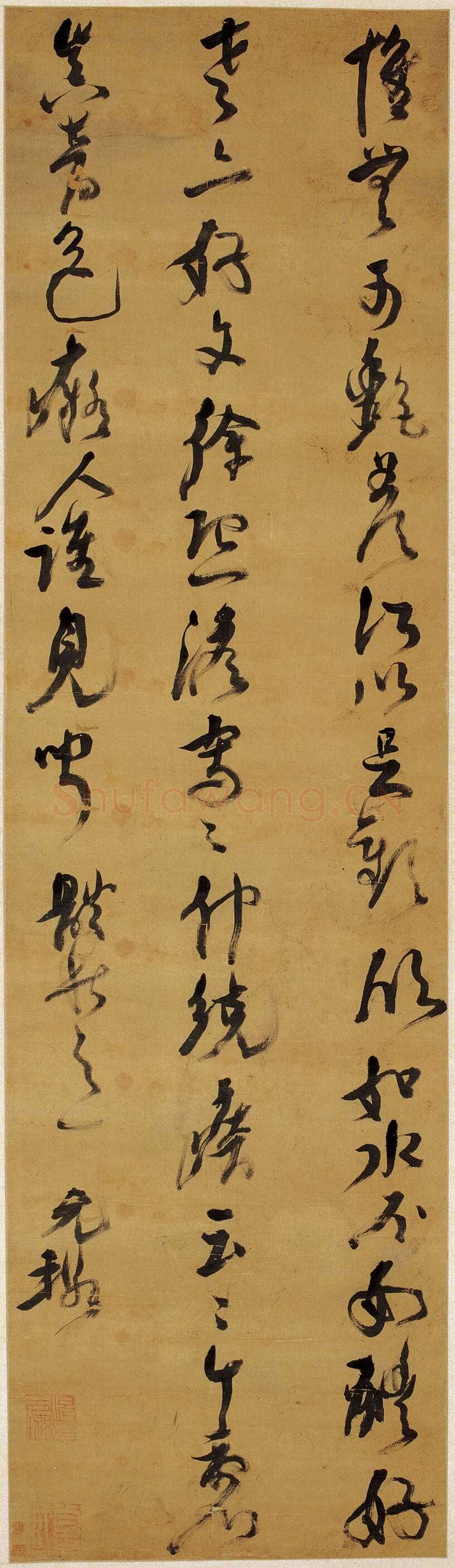 倪元璐《行草书体秋之一五律轴》纸本行草书 156×44cm 西泠印社藏