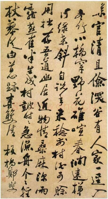 郑燮(郑板桥)《草书七律》纸本 179×96cm 青岛市博物馆藏