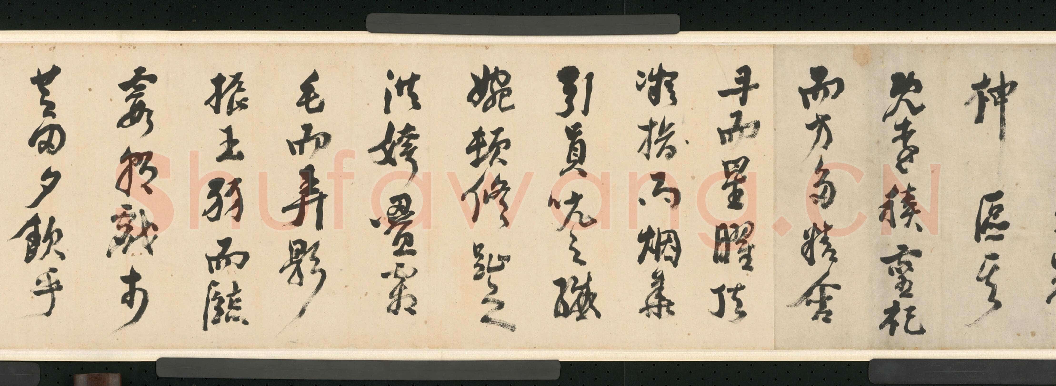 倪元璐《行草舞鹤赋卷》行草书,30.4×909.8cm。崇祯二年(1629)北京故宫博物院藏