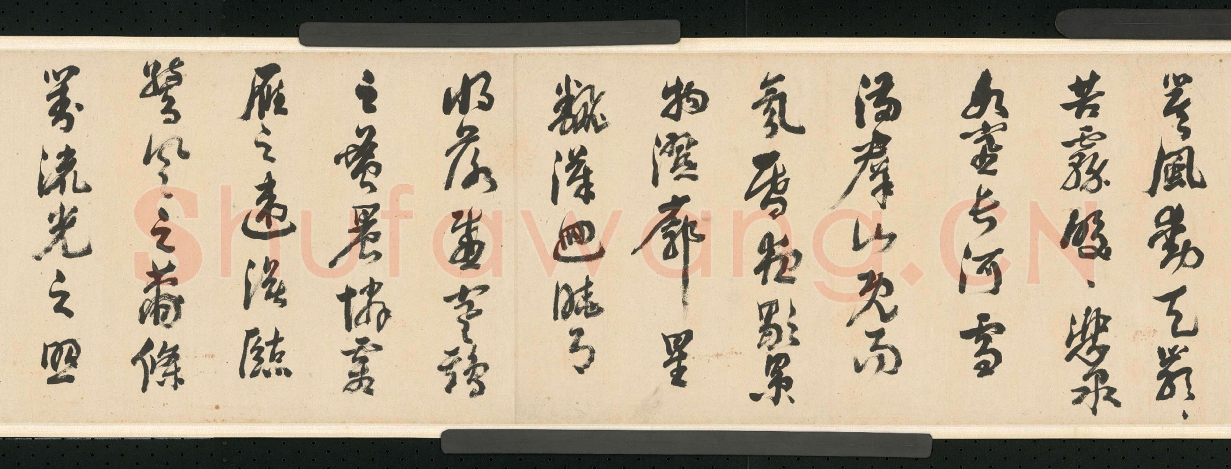 倪元璐《行草舞鹤赋卷》行草书,30.4×909.8cm。崇祯二年(1629)北京故宫博物院藏