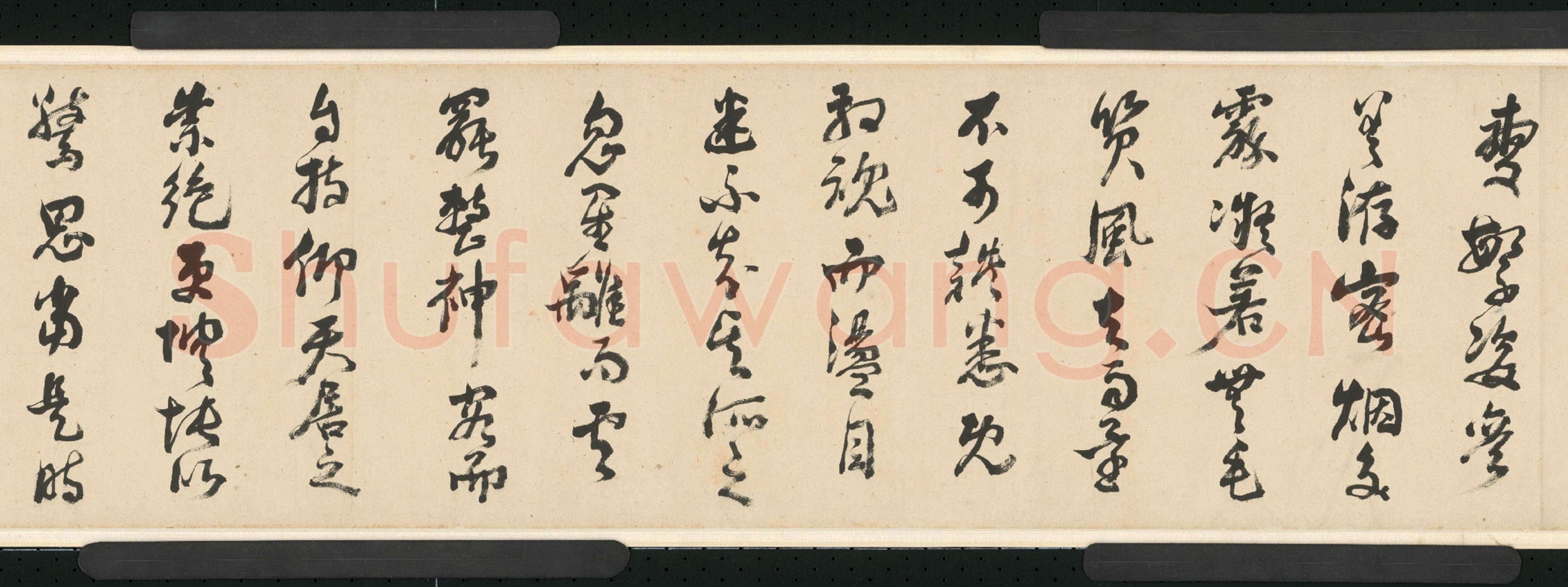 倪元璐《行草舞鹤赋卷》行草书,30.4×909.8cm。崇祯二年(1629)北京故宫博物院藏