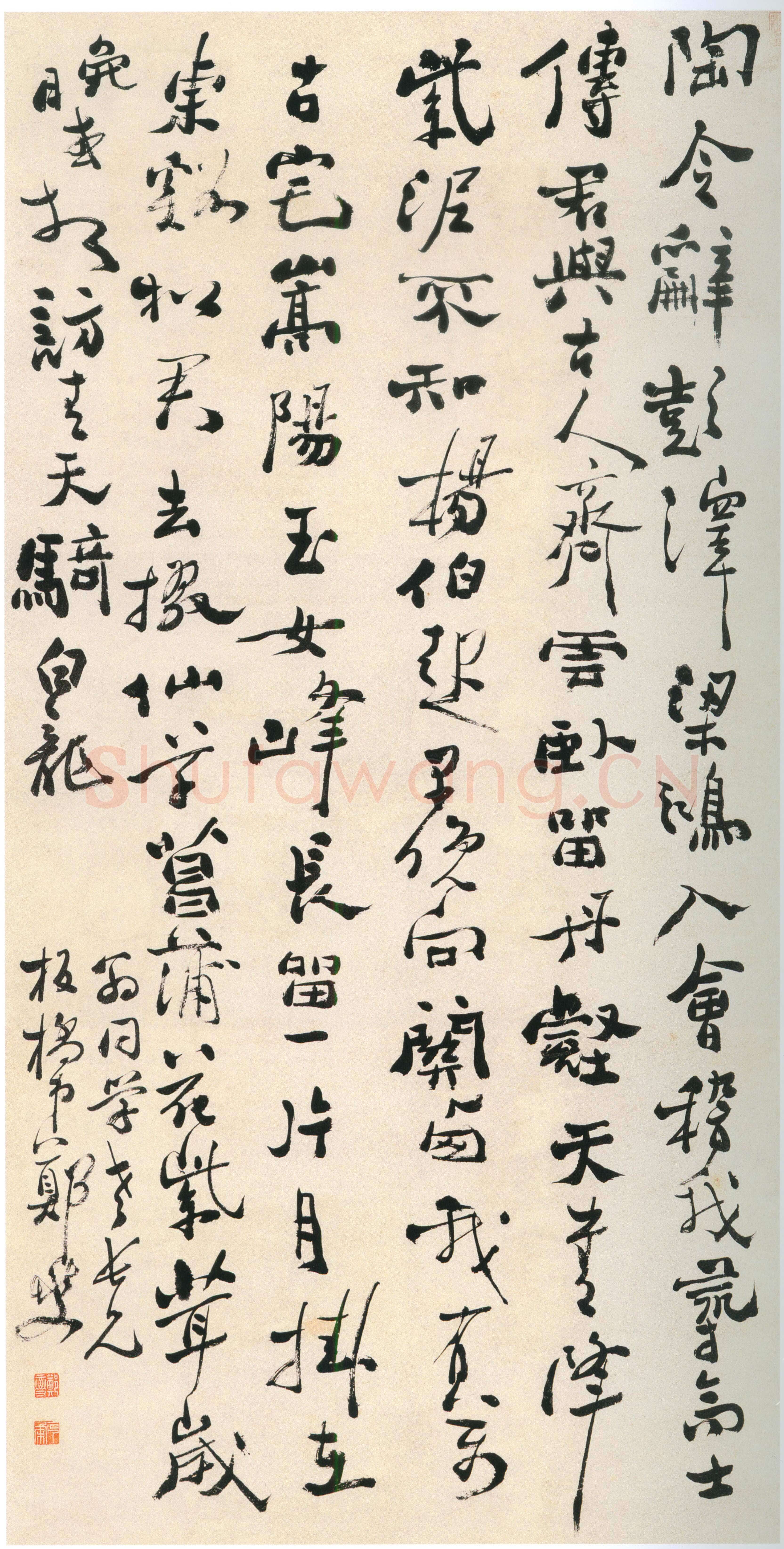 郑燮(郑板桥)《行书李白五言诗轴》纸本行书 174×90cm 济南市博物馆藏