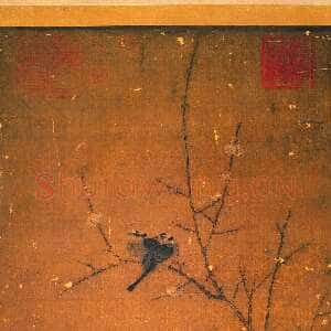 宋代赵佶《蜡梅山禽》轴 绢本设色画 83.3×53.3 cm 台北故宫博物院藏