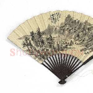 清代蒲华《溪山春意图并行书画禅室随笔扇》金笺行书 17.8×44cm 台北故宫博物院藏