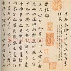 明代董其昌(手卷)《楷书乐毅论》纸本。纵 26公分 横224.5公分。广东省博物馆藏。