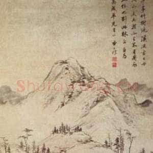 草亭竹树图轴