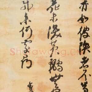 明代倪元璐《自书旧作访客出春明门之一诗轴》绫本行草 125×49cm 湖北省博物馆藏