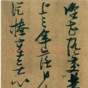 明代张瑞图《草书杜甫五律诗轴》绢本草书 163×46cm 天津博物馆藏
